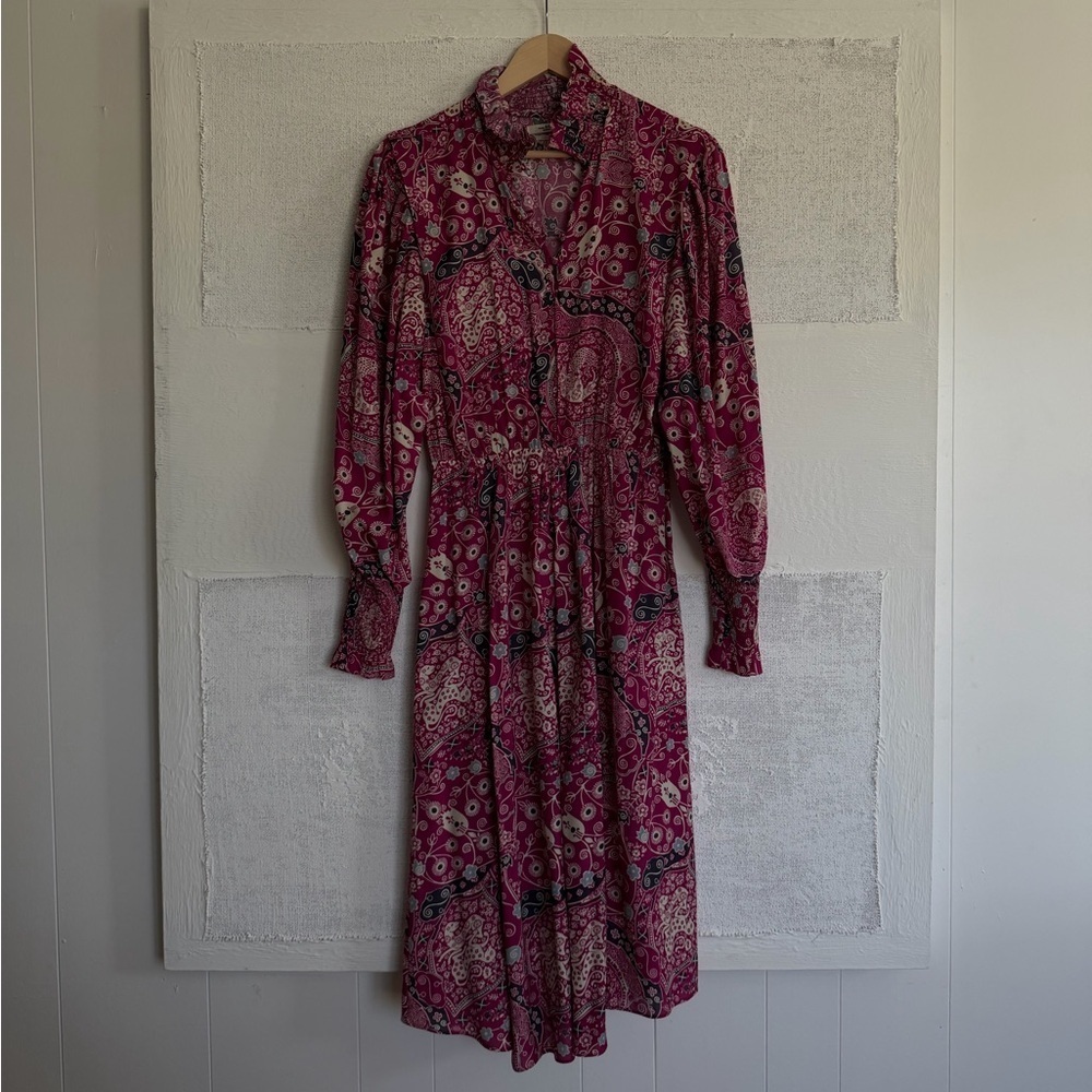 Isabel Marant Etoile Magenta Cescott Paisley Print Midi Dress - Picture 3 of 9